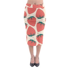 Seamless Strawberry Pattern Vector Midi Pencil Skirt by Grandong