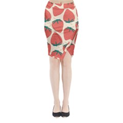 Seamless Strawberry Pattern Vector Midi Wrap Pencil Skirt by Grandong