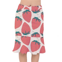 Seamless Strawberry Pattern Vector Short Mermaid Skirt by Grandong