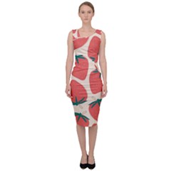 Seamless Strawberry Pattern Vector Sleeveless Pencil Dress by Grandong