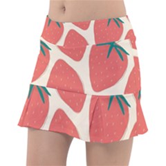 Seamless Strawberry Pattern Vector Classic Tennis Skirt by Grandong