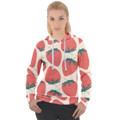 Seamless Strawberry Pattern Vector Women s Overhead Hoodie by Grandong