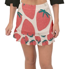 Seamless Strawberry Pattern Vector Fishtail Mini Chiffon Skirt by Grandong