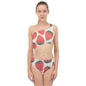 Seamless Strawberry Pattern Vector Spliced Up Two Piece Swimsuit View1