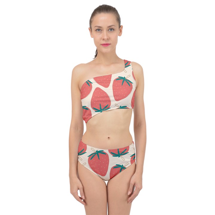 Seamless Strawberry Pattern Vector Spliced Up Two Piece Swimsuit