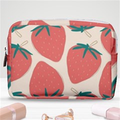 Seamless Strawberry Pattern Vector Make Up Pouch (medium) by Grandong