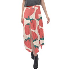 Seamless Strawberry Pattern Vector Velour Split Maxi Skirt by Grandong