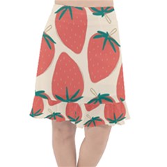 Seamless Strawberry Pattern Vector Fishtail Chiffon Skirt by Grandong