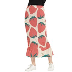 Seamless Strawberry Pattern Vector Maxi Fishtail Chiffon Skirt by Grandong