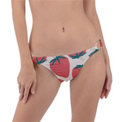 Seamless Strawberry Pattern Vector Ring Detail Bikini Bottoms by Grandong