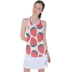 Seamless Strawberry Pattern Vector Racer Back Mesh Tank Top by Grandong