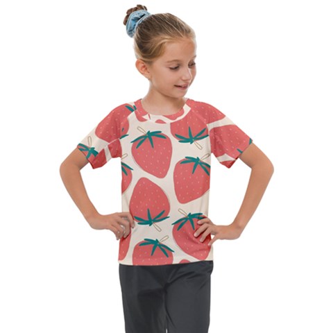 Seamless Strawberry Pattern Vector Kids  Mesh Piece T-shirt by Grandong