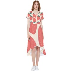 Seamless Strawberry Pattern Vector High Low Boho Dress by Grandong