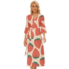 Seamless Strawberry Pattern Vector Midsummer Wrap Dress by Grandong