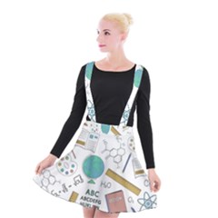 School Subjects And Objects Vector Illustration Seamless Pattern Suspender Skater Skirt by Grandong