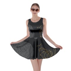 Dark And Gold Flower Patterned Skater Dress by Grandong