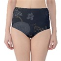 Dark And Gold Flower Patterned Classic High-Waist Bikini Bottoms View1