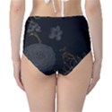 Dark And Gold Flower Patterned Classic High-Waist Bikini Bottoms View2