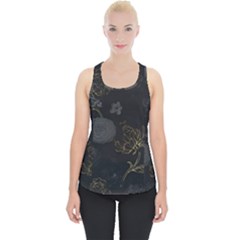 Dark And Gold Flower Patterned Piece Up Tank Top by Grandong