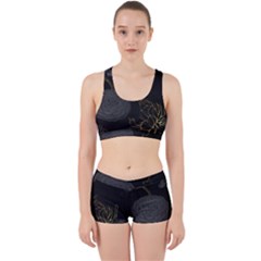 Dark And Gold Flower Patterned Work It Out Gym Set by Grandong