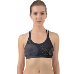 Dark And Gold Flower Patterned Back Web Sports Bra by Grandong