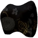 Dark And Gold Flower Patterned Velour Head Support Cushion View4