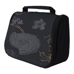 Dark And Gold Flower Patterned Full Print Travel Pouch (small)