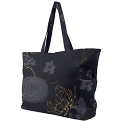 Dark And Gold Flower Patterned Simple Shoulder Bag by Grandong