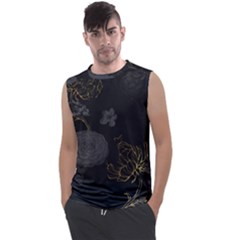 Dark And Gold Flower Patterned Men s Regular Tank Top by Grandong