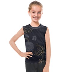 Dark And Gold Flower Patterned Kids  Mesh Tank Top by Grandong