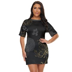 Dark And Gold Flower Patterned Just Threw It On Dress by Grandong