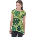 Seamless Pattern Of Monstera Leaves For The Tropical Plant Background Cap Sleeve High Low Top View1