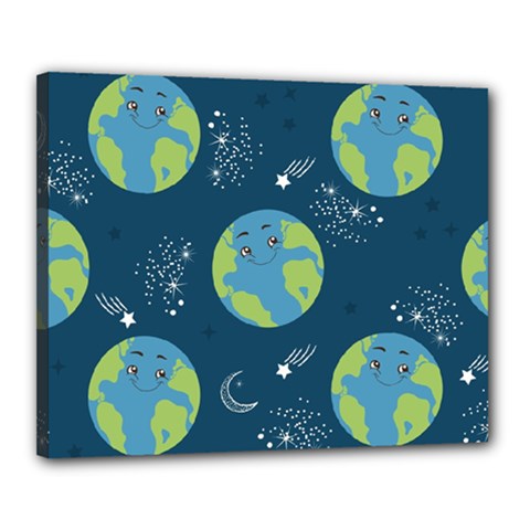 Seamless Pattern Cartoon Earth Planet Canvas 20  X 16  (stretched) by Grandong