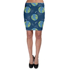 Seamless Pattern Cartoon Earth Planet Bodycon Skirt by Grandong