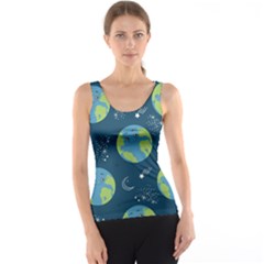 Seamless Pattern Cartoon Earth Planet Women s Basic Tank Top by Grandong