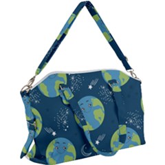 Seamless Pattern Cartoon Earth Planet Canvas Crossbody Bag by Grandong