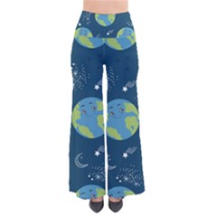 Seamless Pattern Cartoon Earth Planet So Vintage Palazzo Pants by Grandong