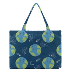 Seamless Pattern Cartoon Earth Planet Medium Tote Bag by Grandong