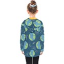 Seamless Pattern Cartoon Earth Planet Kids  Double Breasted Button Coat View2