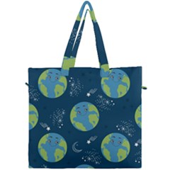 Seamless Pattern Cartoon Earth Planet Canvas Travel Bag by Grandong