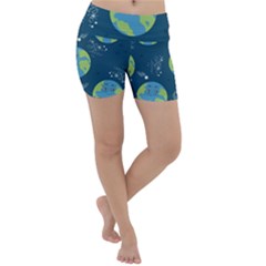 Seamless Pattern Cartoon Earth Planet Lightweight Velour Yoga Shorts by Grandong