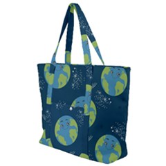 Seamless Pattern Cartoon Earth Planet Zip Up Canvas Bag by Grandong