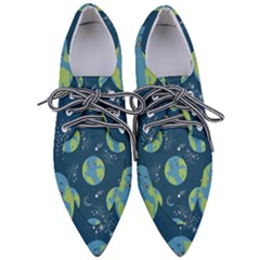 Seamless Pattern Cartoon Earth Planet Pointed Oxford Shoes by Grandong