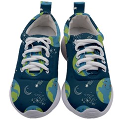 Seamless Pattern Cartoon Earth Planet Kids Athletic Shoes by Grandong