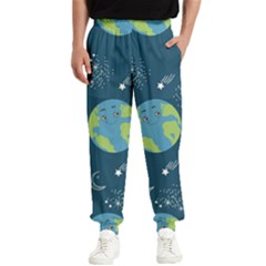 Seamless Pattern Cartoon Earth Planet Men s Elastic Waist Pants by Grandong