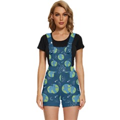 Seamless Pattern Cartoon Earth Planet Short Overalls by Grandong