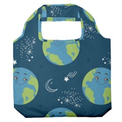 Seamless Pattern Cartoon Earth Planet Premium Foldable Grocery Recycle Bag by Grandong