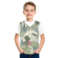 Playful Cactus Desert Landscape Illustrated Seamless Pattern Kids  Basketball Tank Top by Grandong