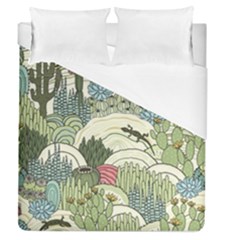 Playful Cactus Desert Landscape Illustrated Seamless Pattern Duvet Cover (queen Size) by Grandong