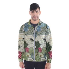 Playful Cactus Desert Landscape Illustrated Seamless Pattern Men s Windbreaker by Grandong